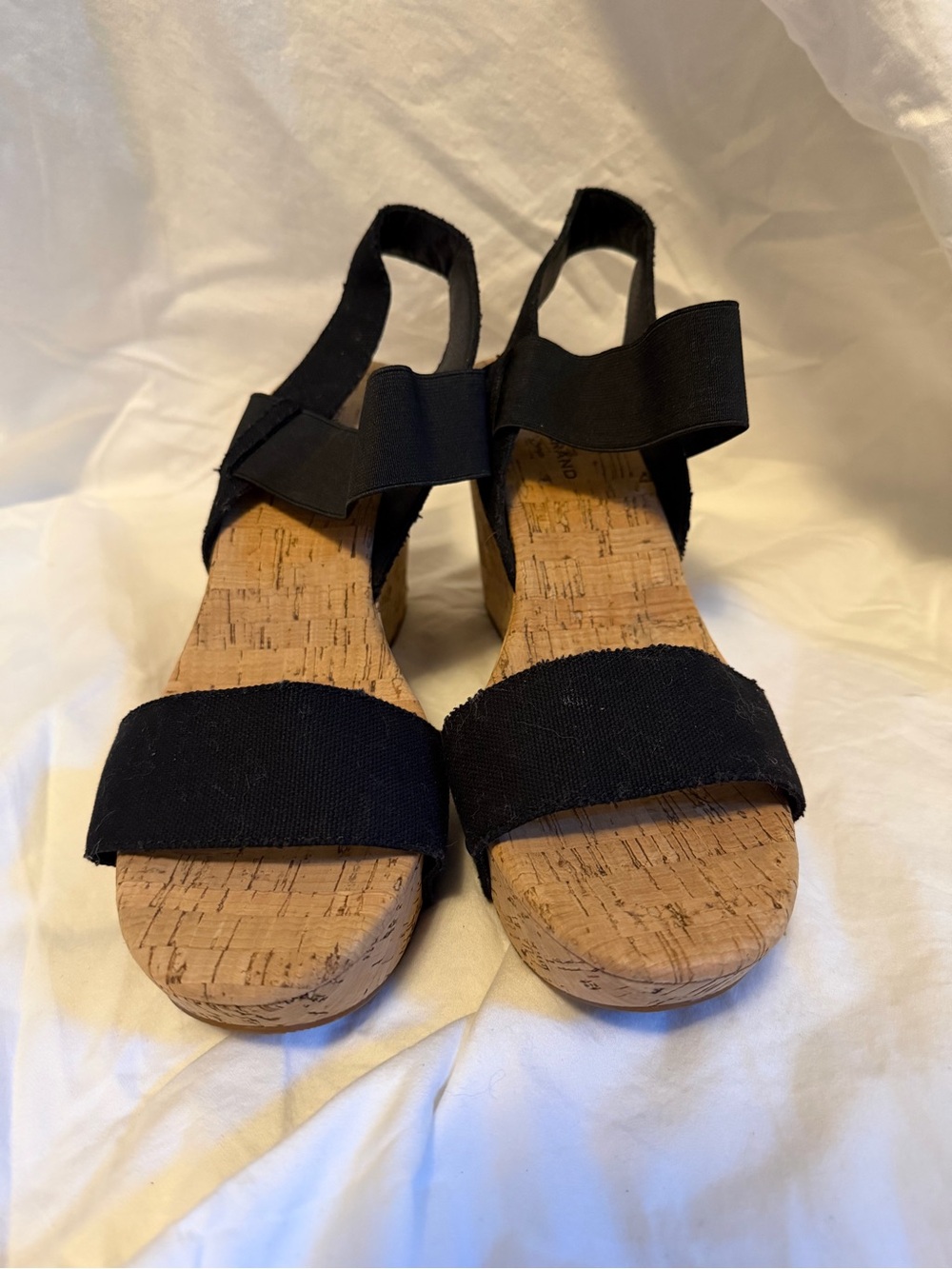 Lucky Brand Black Cork Wedge Sandals